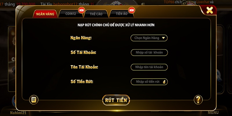 Rút tiền TOP88 qua chuyển khoản luôn được xử lý nhanh chóng